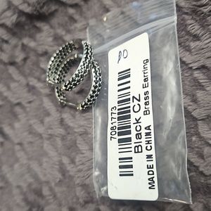 Black Cz Hoop Earrings
